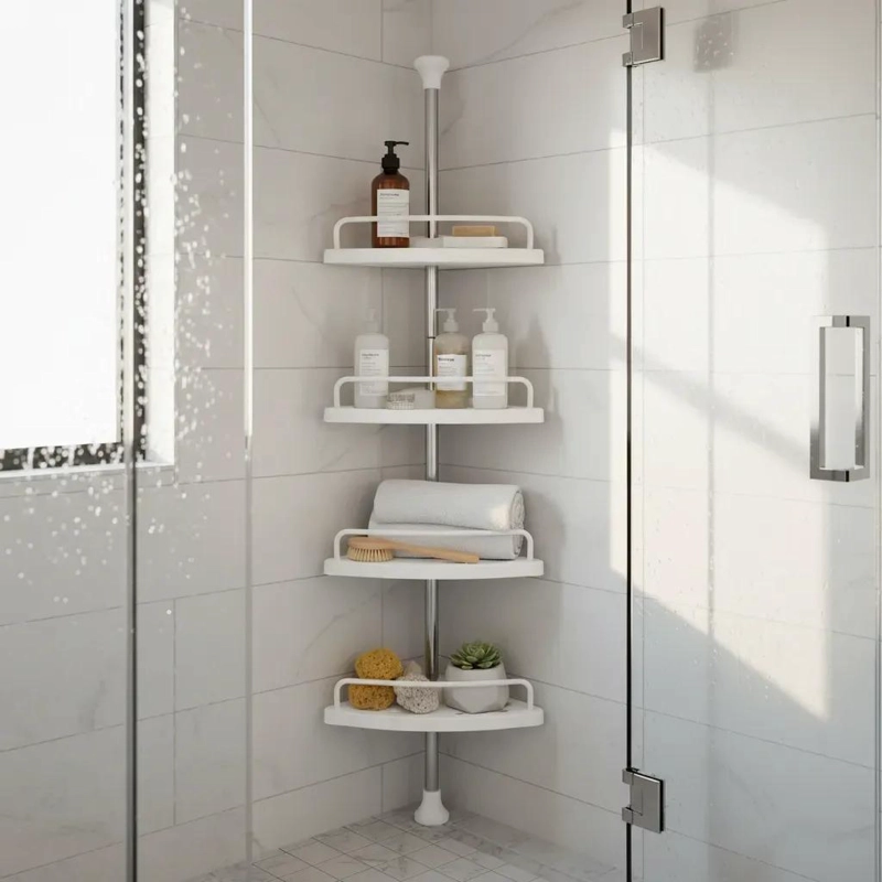 ESQUINERO ORGANIZADOR DUCHA VERTICAL AJUSTABLE CON 4 NIVELES - 1