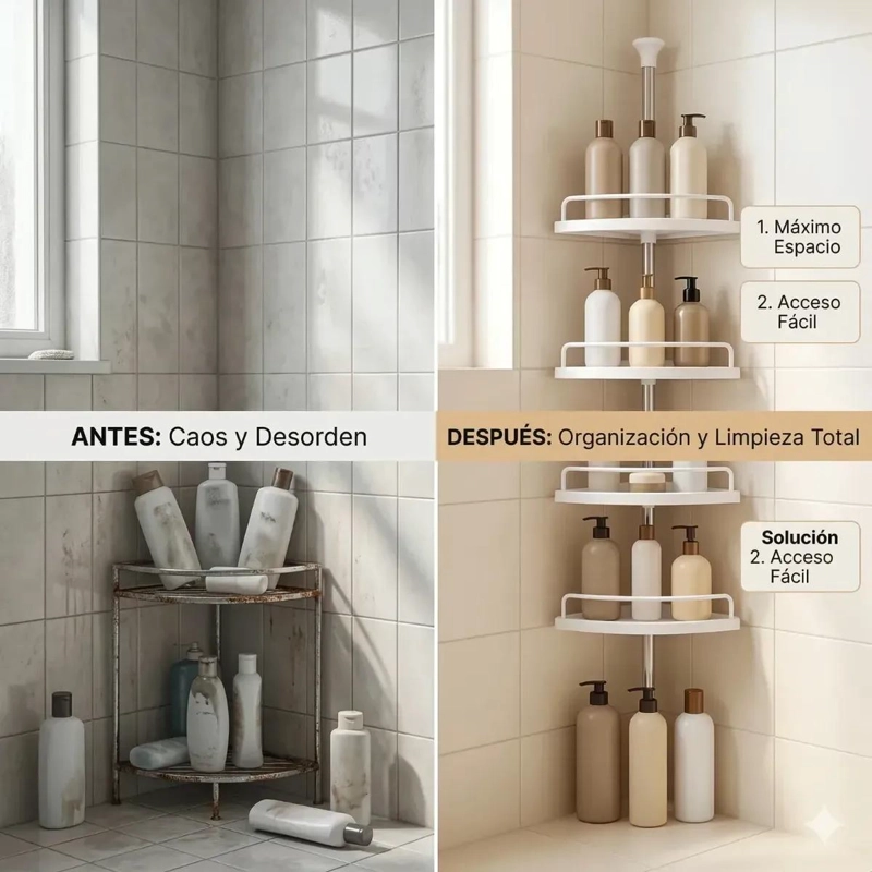 ESQUINERO ORGANIZADOR DUCHA VERTICAL AJUSTABLE CON 4 NIVELES - 4