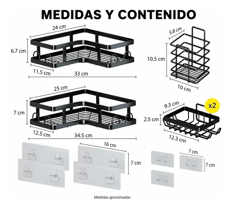 ORGANIZADOR ESQUINERO ADHESIVO PARA BAÑO Y DUCHA - 2