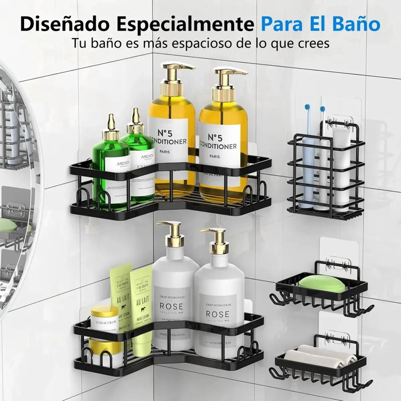 ORGANIZADOR ESQUINERO ADHESIVO PARA BAÑO Y DUCHA - 5