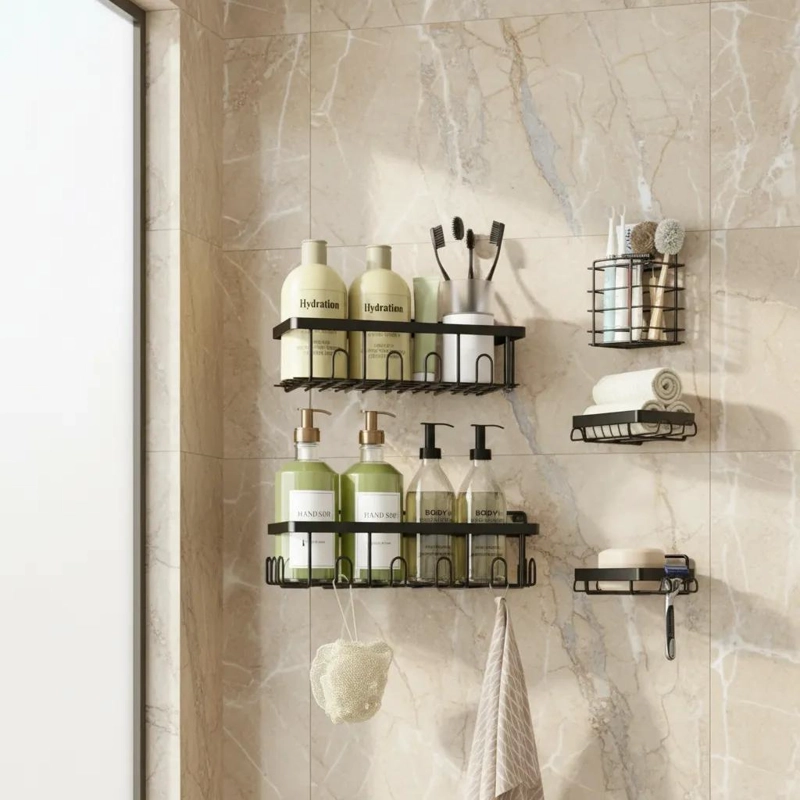 PACK DE 5 CESTAS ADHESIVAS PARA BAÑO Y DUCHA - 2