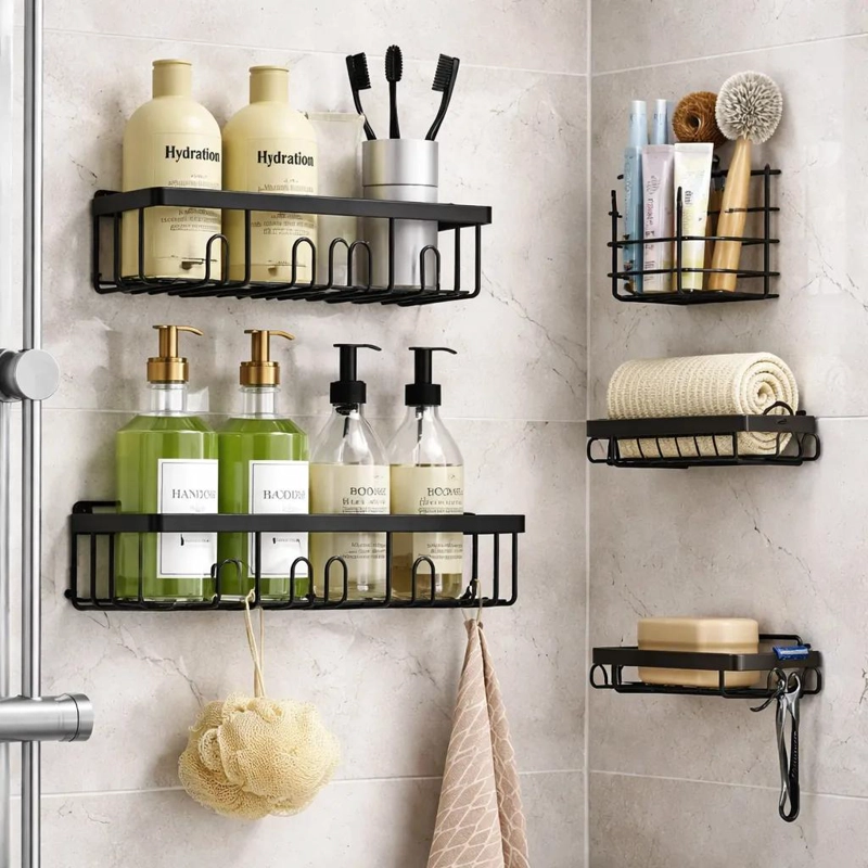 PACK DE 5 CESTAS ADHESIVAS PARA BAÑO Y DUCHA - 4