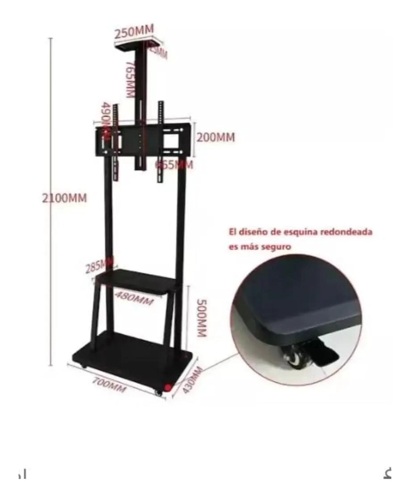 SOPORTE MOVIL PARA TV DE 32 A 75 PULGADAS CON RUEDAS - 3
