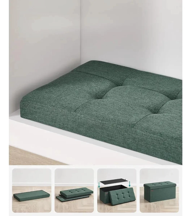 BANQUETA BAUL ALMACENAJE LINO VERDE 76 CM - 5