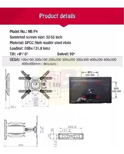 SOPORTE DE PARED AJUSTABLE PARA TELEVISORES DE 32 A 55 PULGADAS - 7