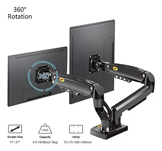 SOPORTE DE ESCRITORIO PARA DOBLE MONITOR AJUSTABLE Y ERGONOMICO - 3