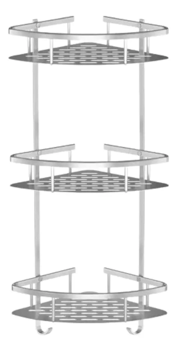 ESTANTE ESQUINERO DE BAÑO CON 3 NIVELES PARA DRENAJE - 1