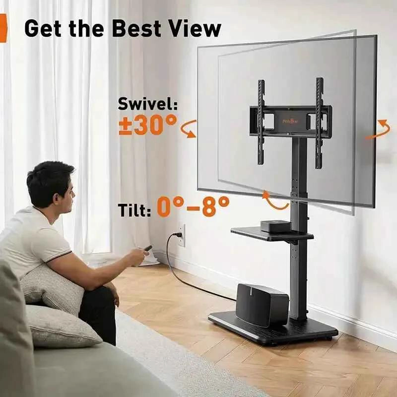 SOPORTE MOVIL PARA TV DE MADERA Y METAL CON RUEDAS - 6