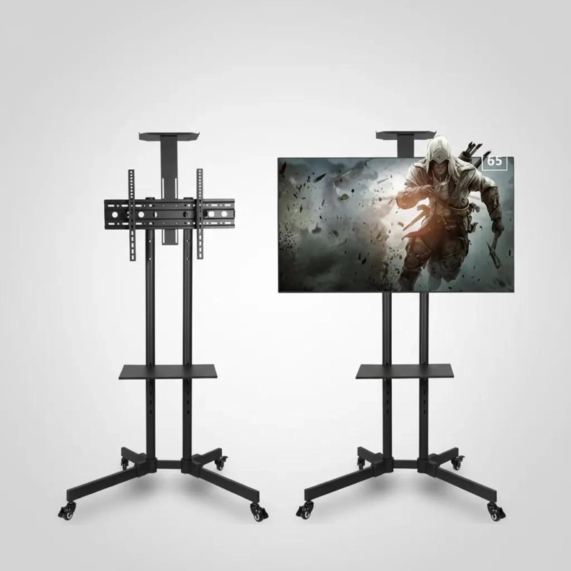 SOPORTE MOVIL PARA TV CON RUEDAS Y REPISA AJUSTABLE - 3