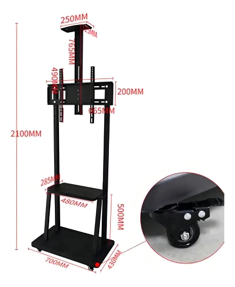 SOPORTE MOVIL PARA TELEVISOR DE 32 A 70 PULGADAS CON RUEDAS - 8
