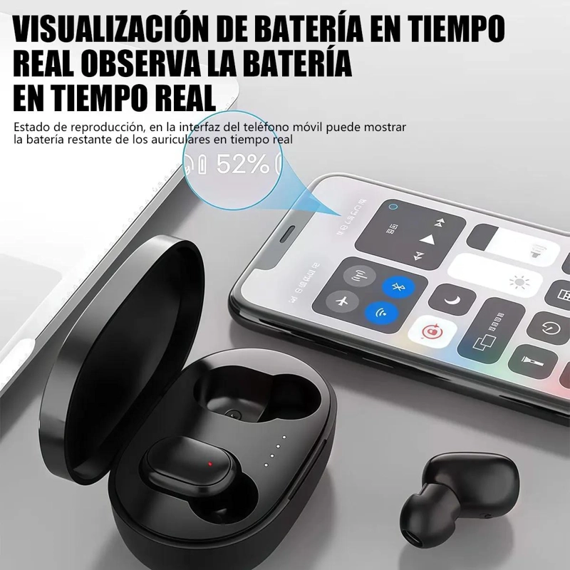 AURICULARES BLUETOOTH INALAMBRICOS TWS COLOR NEGRO CON CARGA RAPIDA - 6