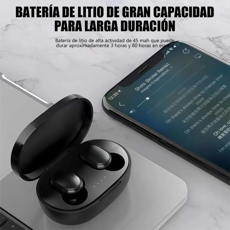 AURICULARES BLUETOOTH INALAMBRICOS TWS COLOR NEGRO CON CARGA RAPIDA - 8