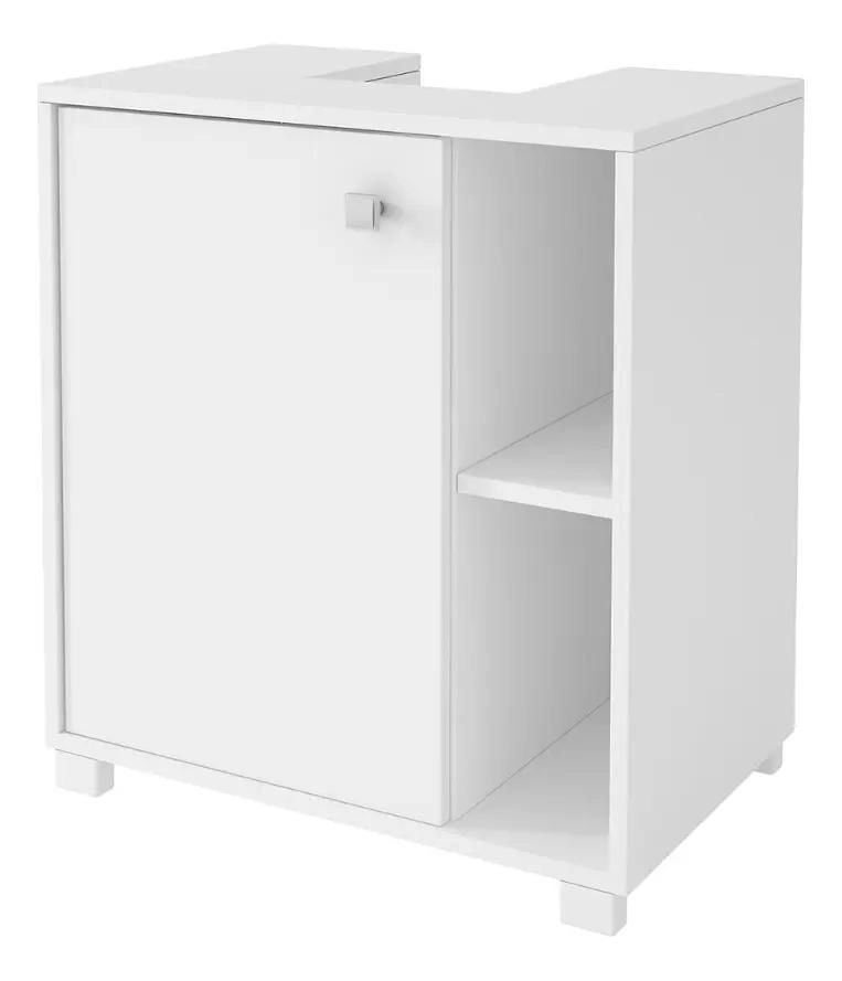 MUEBLE BAJO LAVAMANOS BLANCO CON 1 PUERTA Y REPISAS - 2