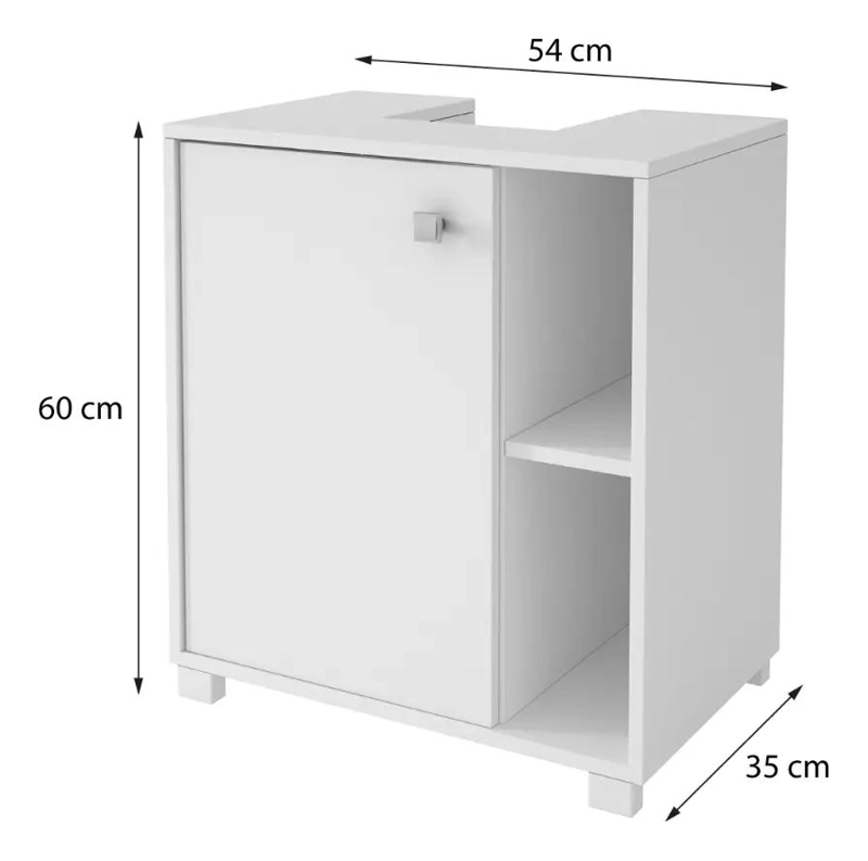 MUEBLE BAJO LAVAMANOS BLANCO CON 1 PUERTA Y REPISAS - 3