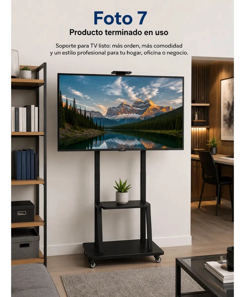 SOPORTE MOVIL PARA TV CON RUEDAS DE 32 A 75 PULGADAS - 9