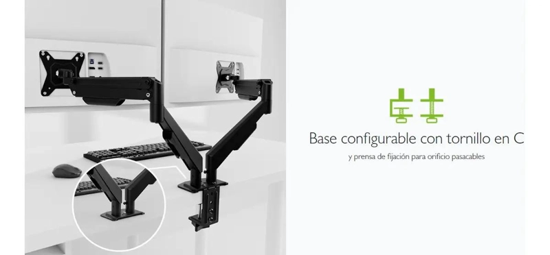 SOPORTE ERGONOMICO PARA DOS MONITORES DE 13 A 32 PULGADAS - 8
