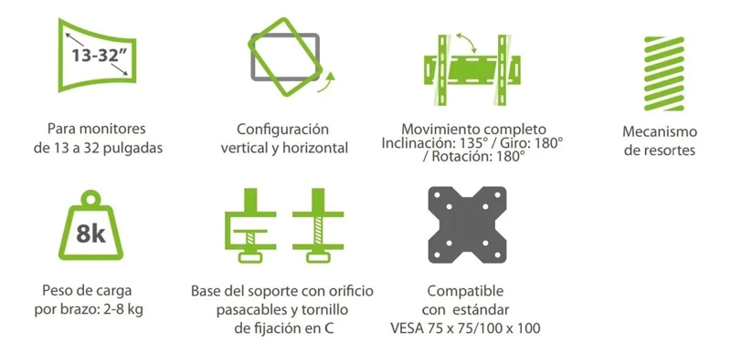 SOPORTE ERGONOMICO PARA DOS MONITORES DE 13 A 32 PULGADAS - 9
