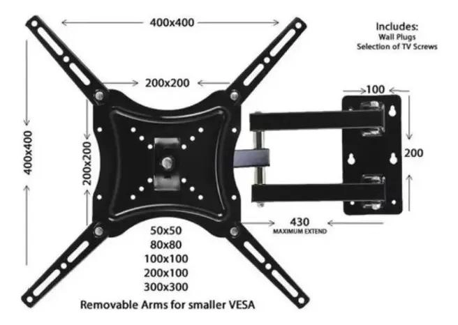 SOPORTE DE TV AJUSTABLE DE 14 A 55 PULGADAS CON BRAZO GIRATORIO - 3