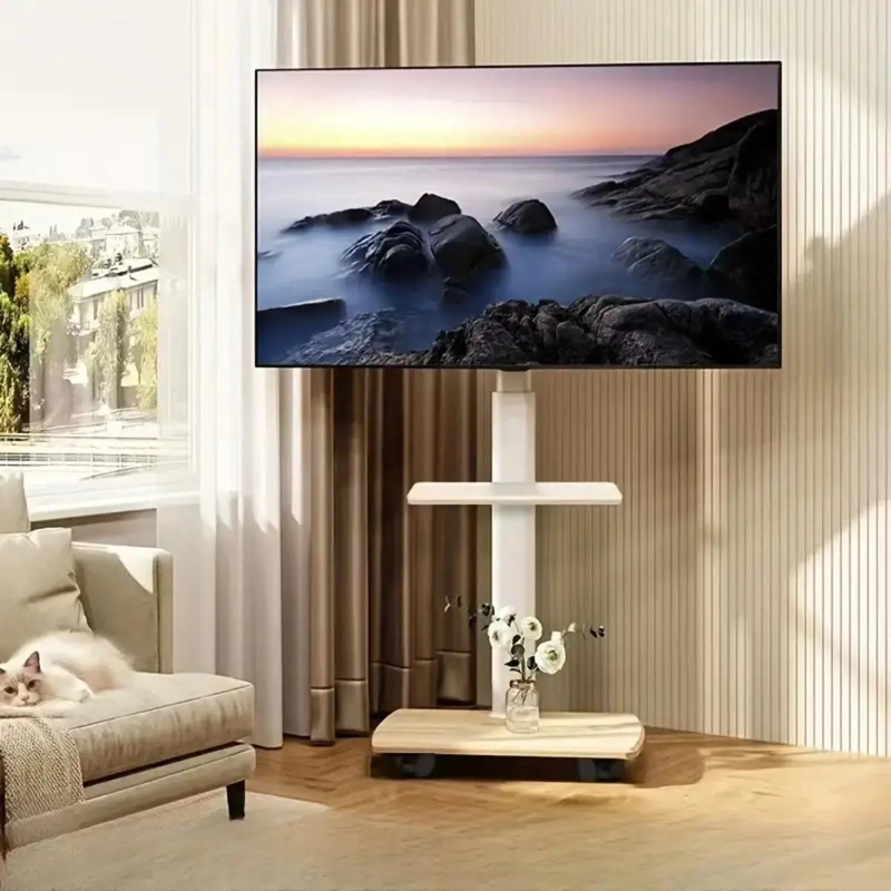 SOPORTE MOVIL PARA TV CON RUEDAS Y REPISAS DE 32 A 70 PULGADAS - 4