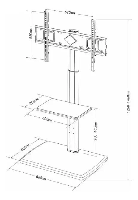 SOPORTE MOVIL PARA TV CON RUEDAS Y REPISAS DE 32 A 70 PULGADAS - 9