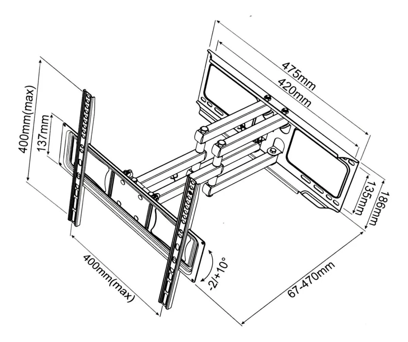 SOPORTE ARTICULADO DOBLE BRAZO PARA PANTALLAS DE 26 A 70 PULGADAS - 4