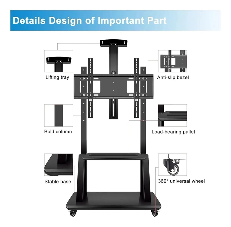 SOPORTE DE TELEVISOR CON RUEDAS PARA PANTALLAS DE 32 A 70 PULGADAS - 4