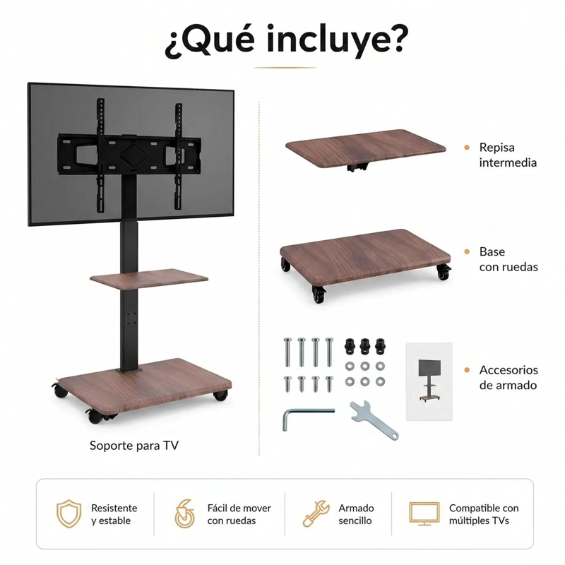 SOPORTE MOVIL PARA TV DE 26 A 75 PULGADAS CON RUEDAS - 10