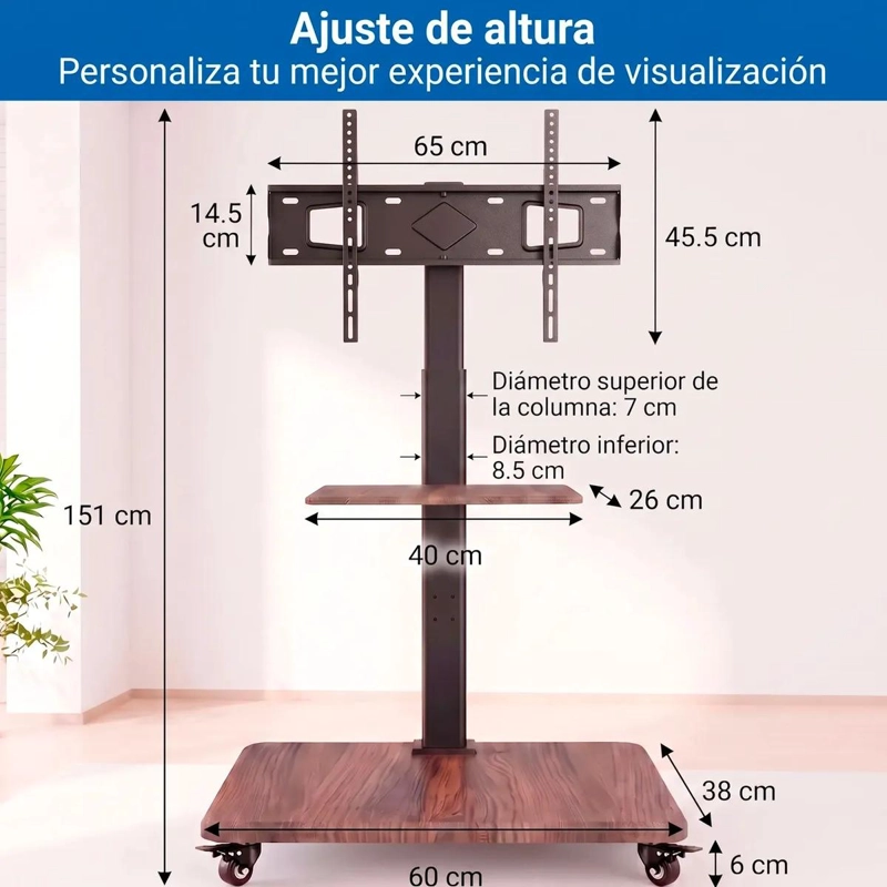 SOPORTE MOVIL PARA TV DE 26 A 75 PULGADAS CON RUEDAS - 6