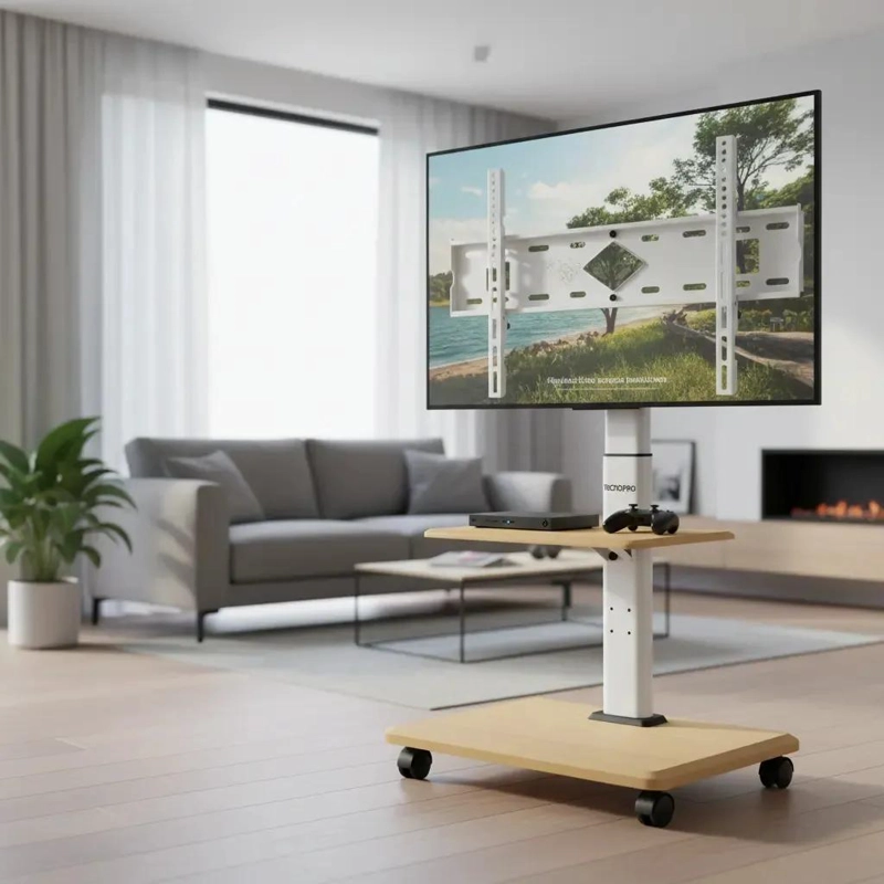 SOPORTE MOVIL PARA TV CON RUEDAS Y BASE PEDESTAL DE 32 A 70 PULGADAS - 1