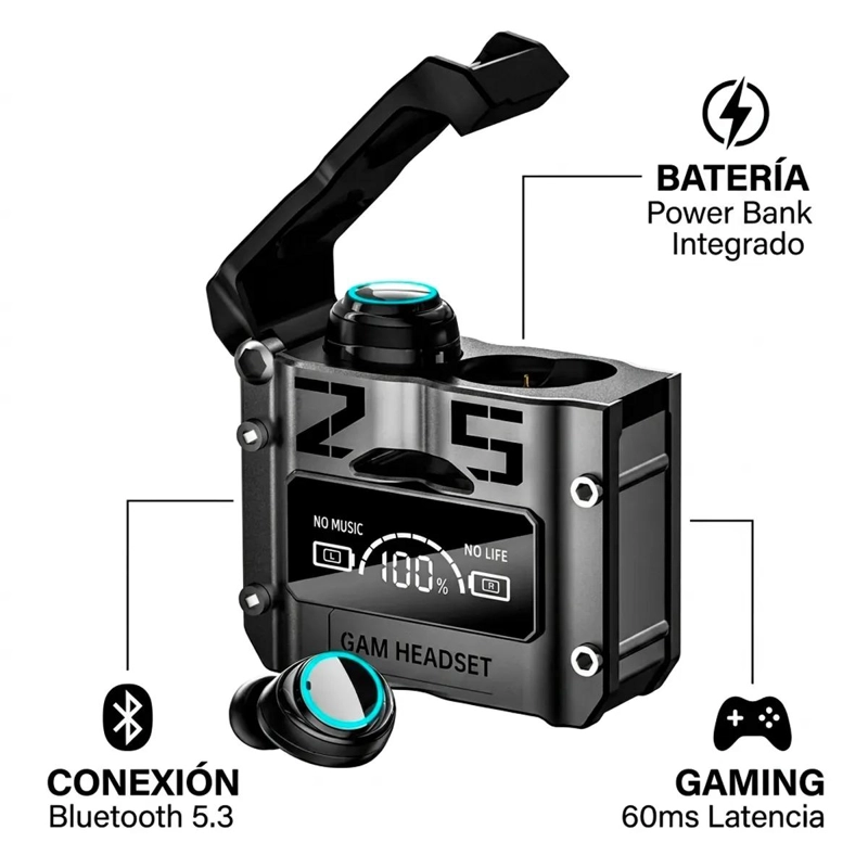 AUDIFONOS INALAMBRICOS GAMER CON CANCELACION DE RUIDO Y CARGA RAPIDA - 3