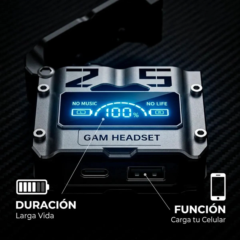 AUDIFONOS INALAMBRICOS GAMER CON CANCELACION DE RUIDO Y CARGA RAPIDA - 6