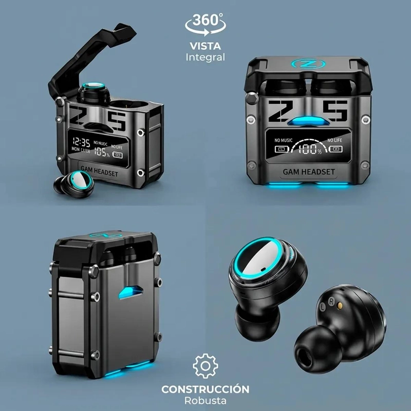 AUDIFONOS INALAMBRICOS GAMER CON CANCELACION DE RUIDO Y CARGA RAPIDA - 7
