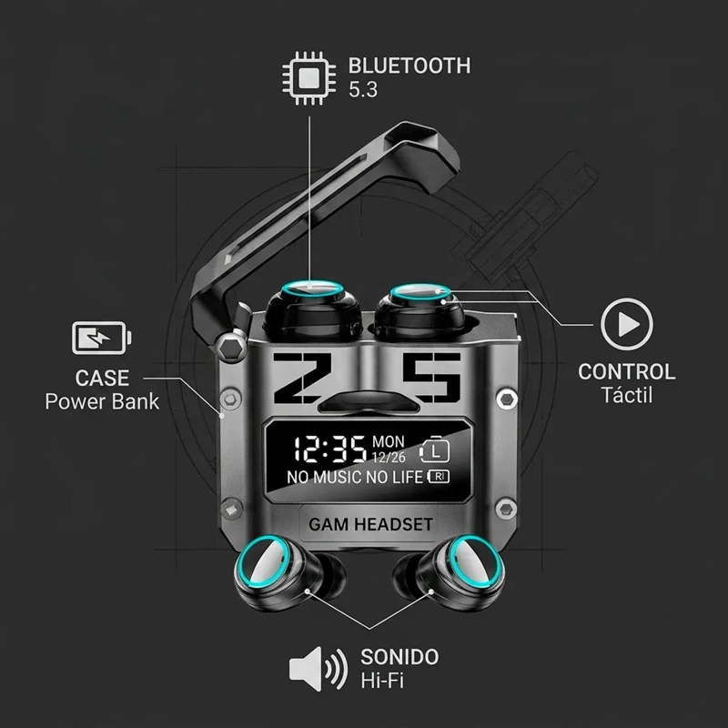 AUDIFONOS INALAMBRICOS GAMER CON CANCELACION DE RUIDO Y CARGA RAPIDA - 9
