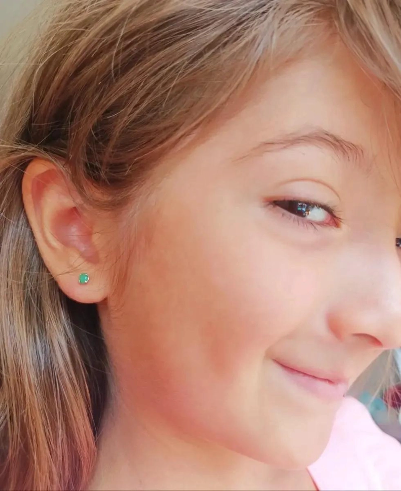 AROS DE PLATA FINA 925 CON ESMERALDAS GENUINAS DE 3MM - 3