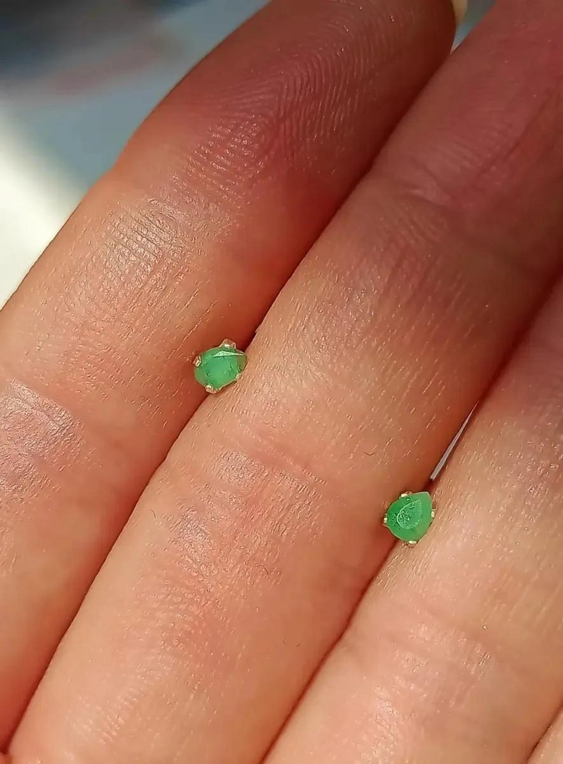 AROS DE PLATA FINA 925 CON ESMERALDAS GENUINAS DE 3MM - 6