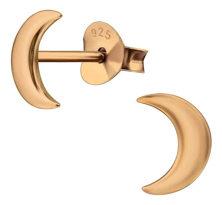 PENDIENTES LUNA DE PLATA 925 BAÑADOS EN ORO ROSA PARA MUJER - 1