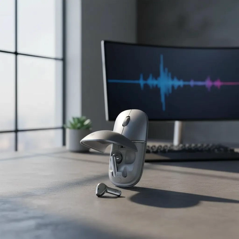 COMBO MOUSE Y AUDIFONOS BLUETOOTH EN COLOR GRIS - 3