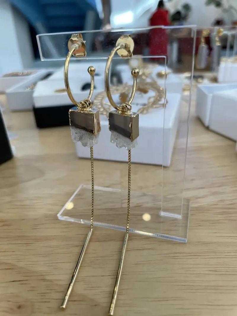 AROS COLGANTES DE AMATISTA EN ORO 18K CON DRUSA - 2