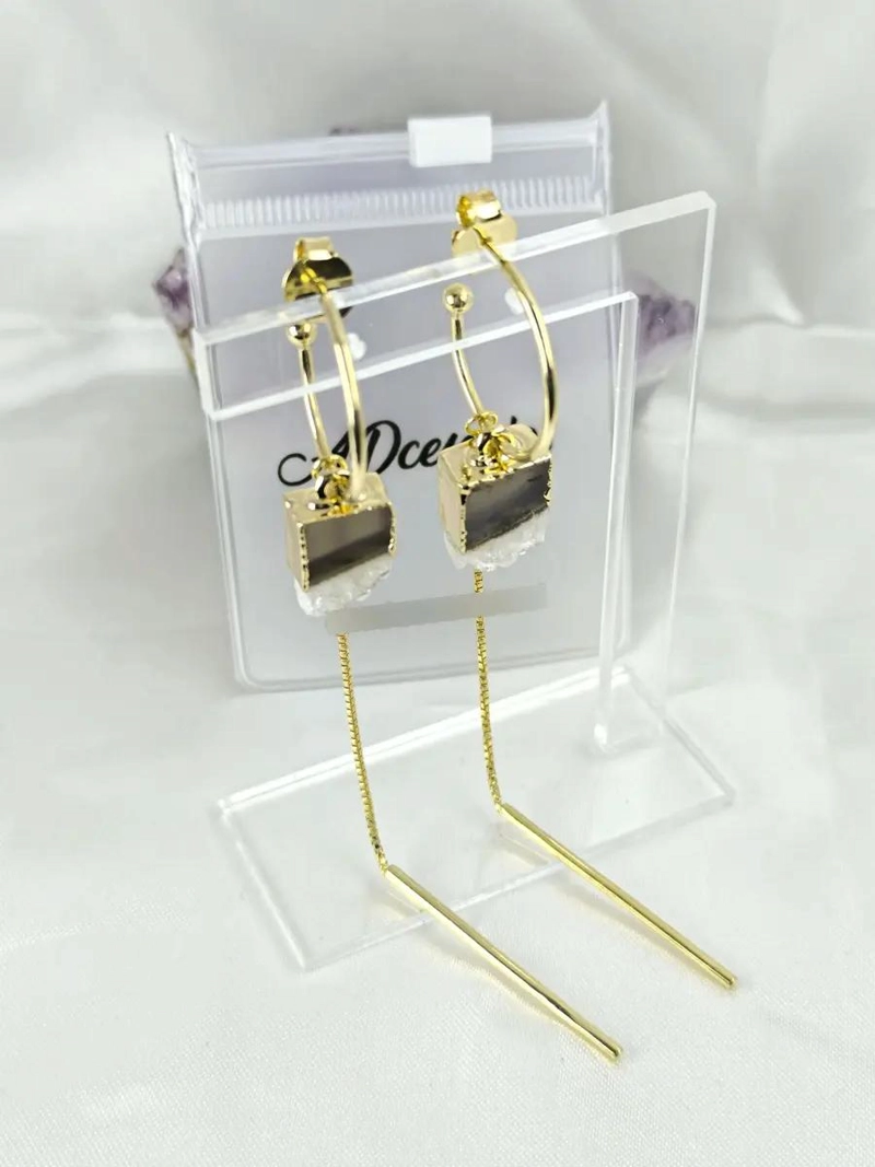 AROS COLGANTES DE AMATISTA EN ORO 18K CON DRUSA - 3