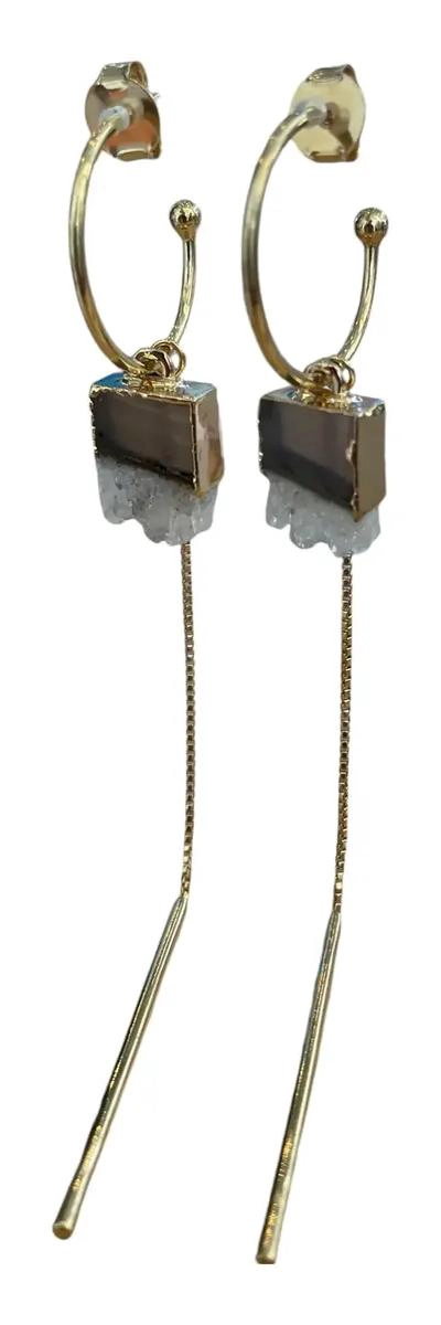 AROS COLGANTES DE AMATISTA EN ORO 18K CON DRUSA - 4
