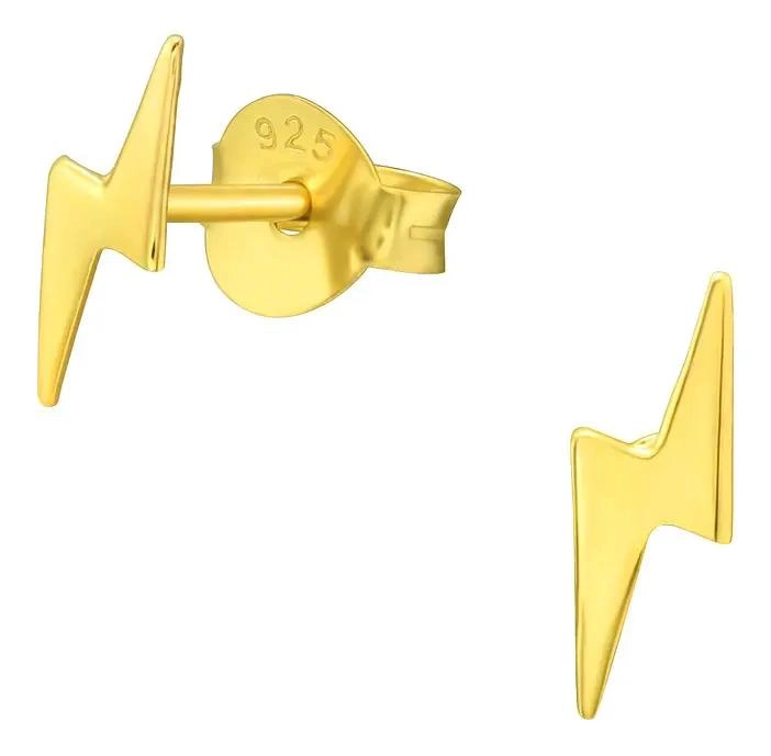 AROS DE RAYO EN PLATA 925 BAÑADOS EN ORO PARA PERFORACIONES - 1