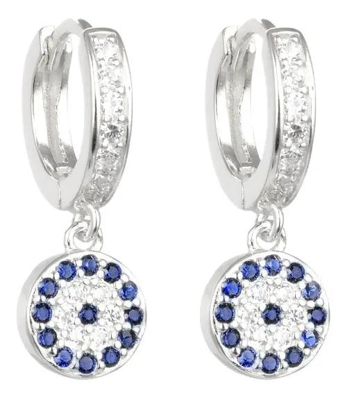 AROS DE ARGOLLA CON OJO TURCO EN PLATA FINA 925 - 1
