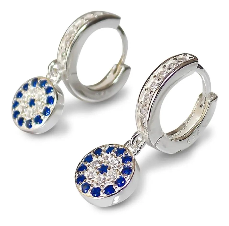 AROS DE ARGOLLA CON OJO TURCO EN PLATA FINA 925 - 2