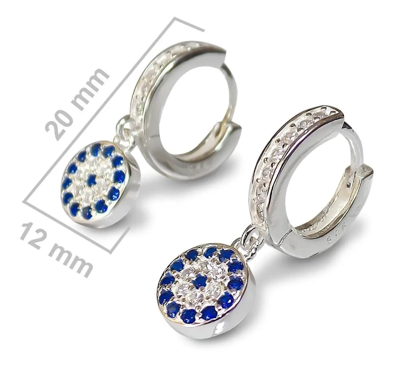 AROS DE ARGOLLA CON OJO TURCO EN PLATA FINA 925 - 3