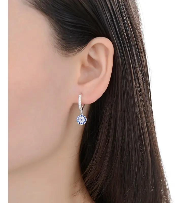 AROS DE ARGOLLA CON OJO TURCO EN PLATA FINA 925 - 4