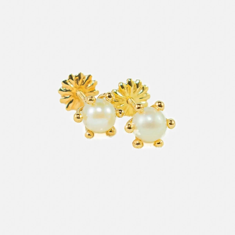 AROS DE ORO 18K CON PERLAS DE 3,5MM PARA NIÑAS Y BEBE S - 2