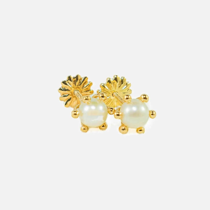 AROS DE ORO 18K CON PERLAS DE 3,5MM PARA NIÑAS Y BEBE S - 3