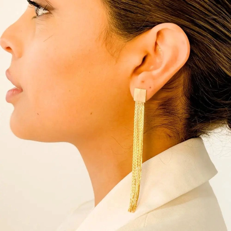 AROS ELEGANTES BAÑADOS EN ORO DE 9,7 CM PARA MUJER - 2