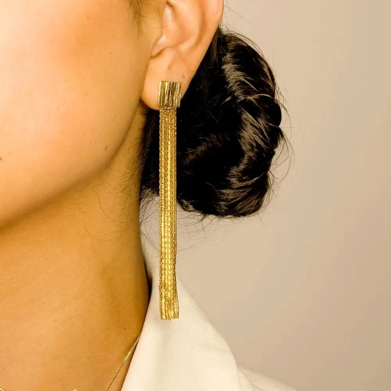 AROS ELEGANTES BAÑADOS EN ORO DE 9,7 CM PARA MUJER - 4