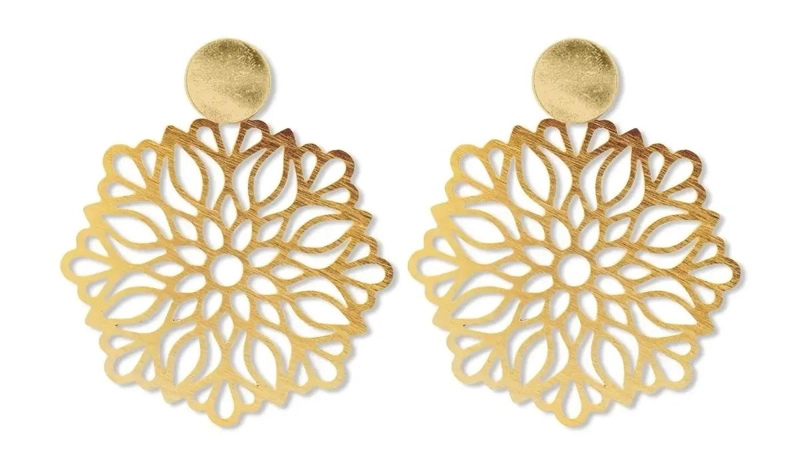 AROS FLOR DE LOTO MANDALA ENCHAPADOS EN ORO 18K - 1